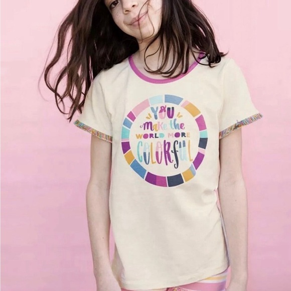 Size 2,4 New Matilda Jane Colorful World Tee + Stripe Play Shortie - Picture 2 of 5
